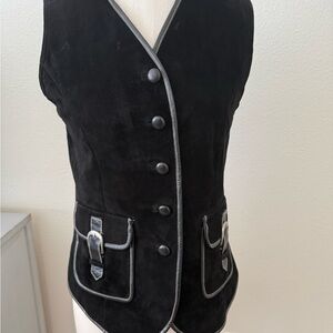 Lillie Rubin Black Suede Vest with leather Trim